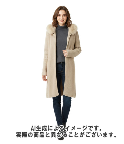 'S Max Mara 長袖カーディガン ファー付き ニット ロング レディース SIZE M エス マックスマーラ