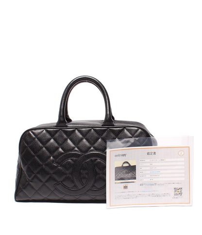 CHANEL ミニボストンバッグ ハンドバッグ マトラッセ ココマーク キャビアスキン ゴールド金具 レディース シャネル