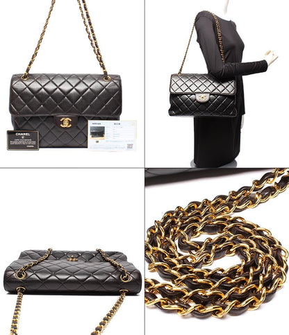 CHANEL ショルダーバッグ ダブルフェイス ダブルチェーン ラムスキン ゴールド金具 肩掛け デカマトラッセ 30 レディース シャネル