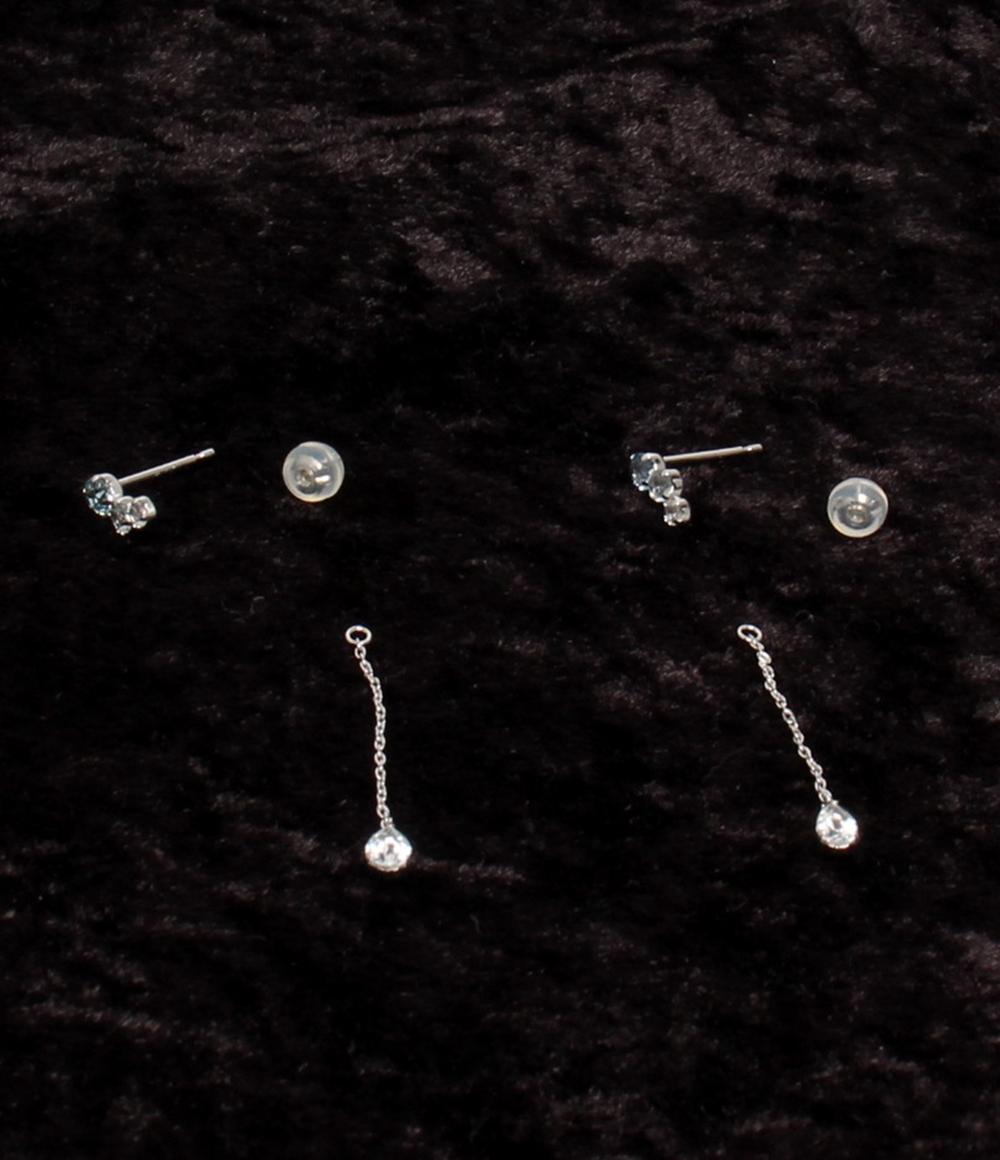 美品 4℃ ピアス K10 ブルートパーズ ホワイトトルマリン ホワイトトパーズ レディース ヨンドシー