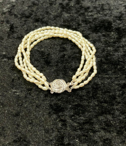 美品 7連ネックレス 5連ブレスレット 淡水パール ２点セット レディース