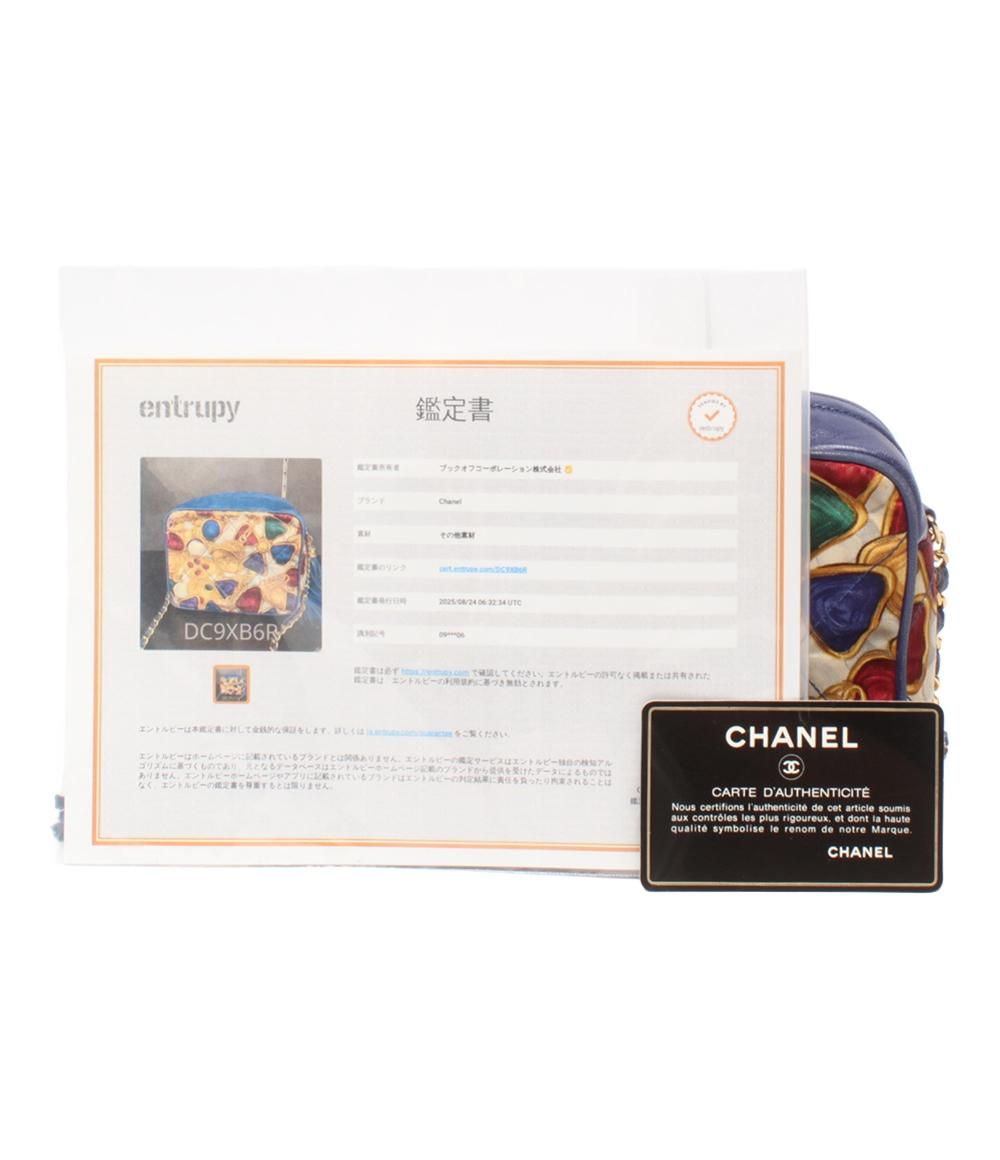 シャネル チェーンショルダーバッグ 斜め掛け ビジュー柄 タッセル サテン レディース CHANEL