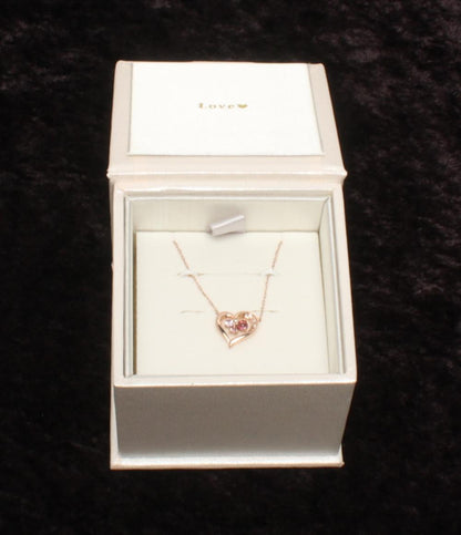 美品 4℃ ネックレス K10 ピンクサファイア ピンクトルマリン ハートモチーフ レディース ヨンドシー