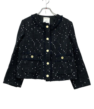 ebure ノーカラージャケット リネンブレンド スパンコールツイード 24ss 3910400156 レディース SIZE 36 (S) エブール