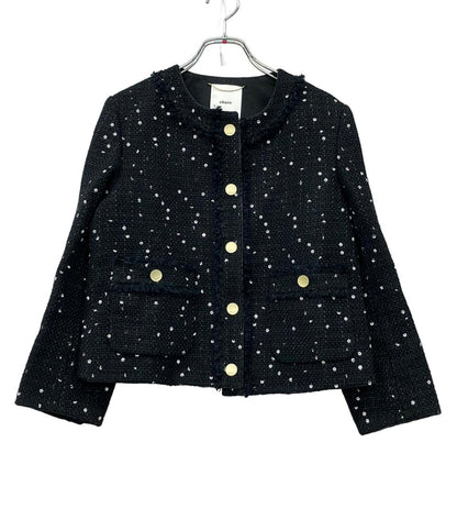 ebure ノーカラージャケット リネンブレンド スパンコールツイード 24ss 3910400156 レディース SIZE 36 (S) エブール
