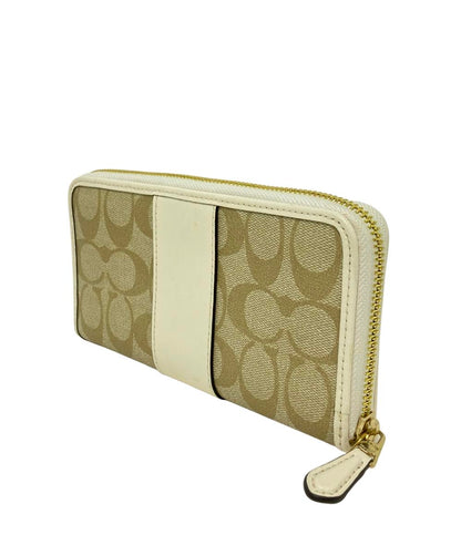 美品 コーチ ラウンドファスナー長財布 シグネチャー レディース COACH