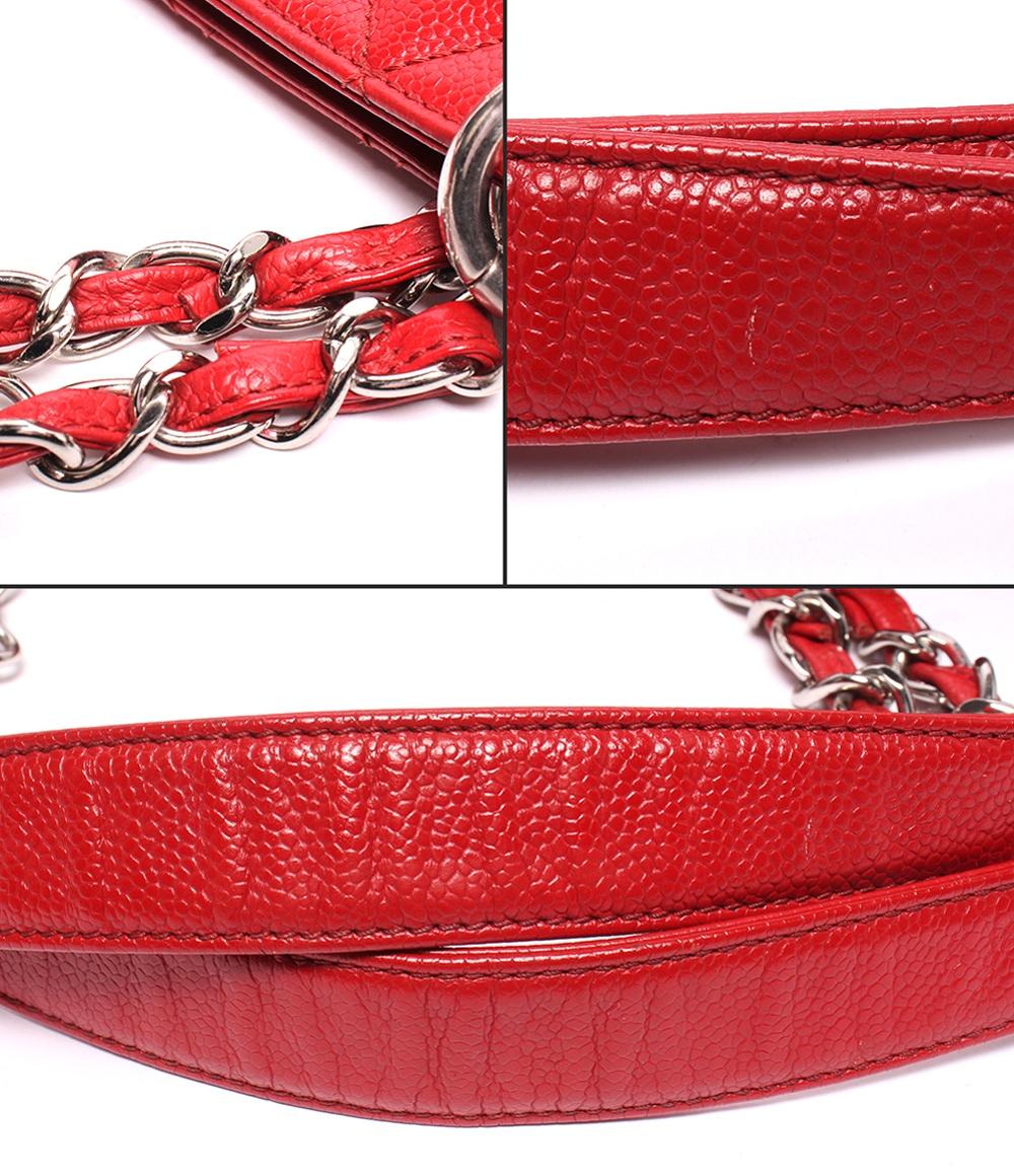 CHANEL チェーンショルダーバッグ トートバッグ 肩掛け キャビアスキン シルバー金具 マトラッセ レディース シャネル