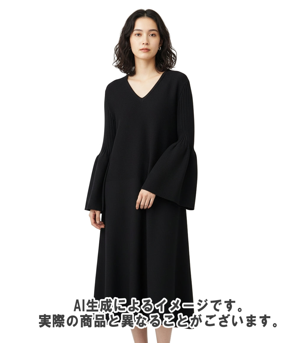 美品 CFCL 長袖ワンピース POTTERY GLITTER LONG BELL SLEEVE FLARE DRESS ベルスリーブ フレアドレス CF006KH136 レディース SIZE 1 (S)