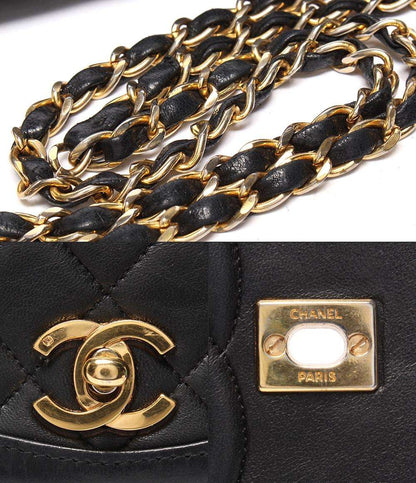 CHANEL チェーンショルダーバッグ ダブルチェーン シングルフラップ ゴールド金具 ラムスキン 0番台 マトラッセ25 A1300 レディース シャネル