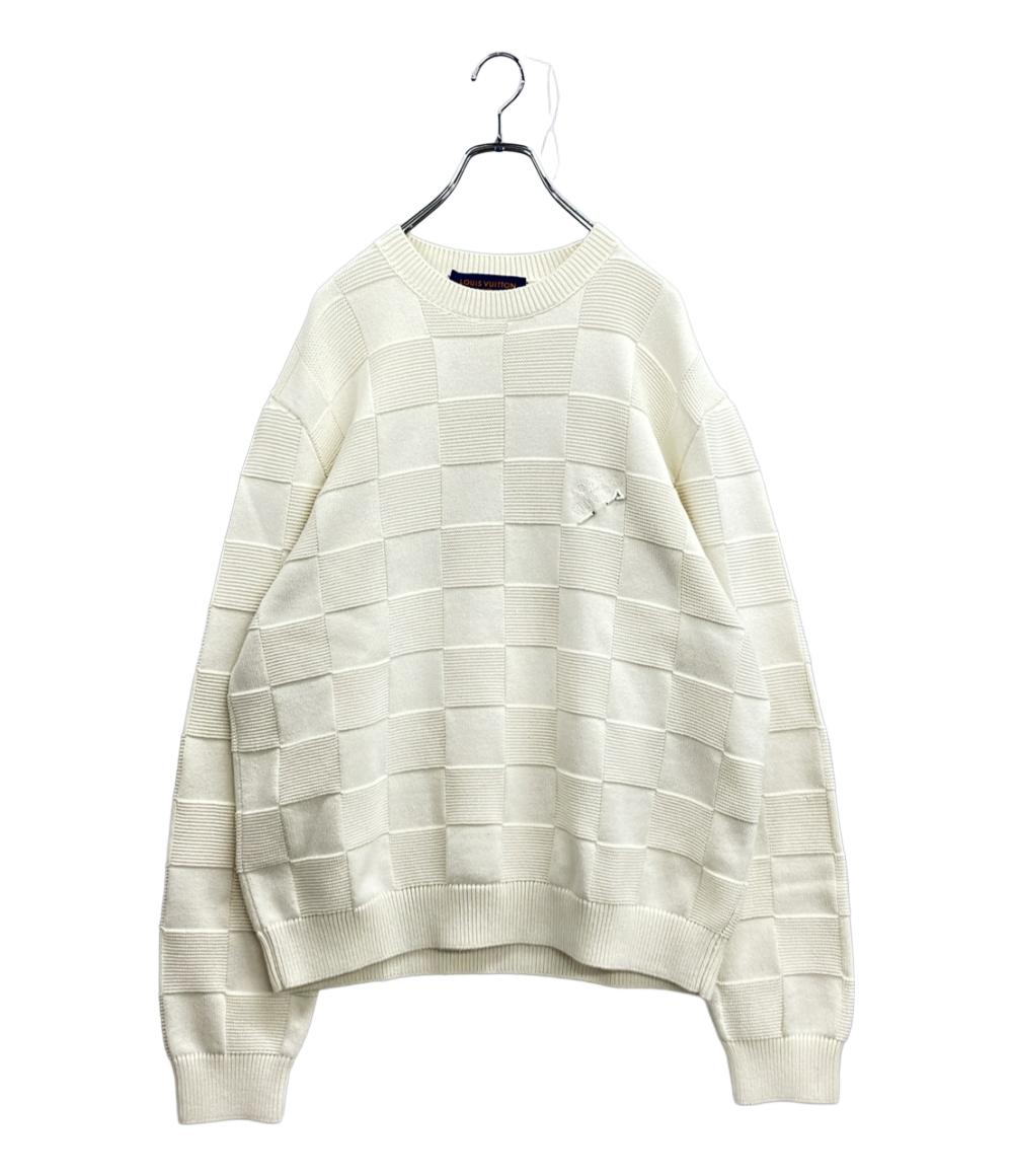 LOUIS VUITTON 長袖ニット クルーネック ダミエスティッチ インサイドアウト ダミエ メンズ SIZE L ルイ・ヴィトン