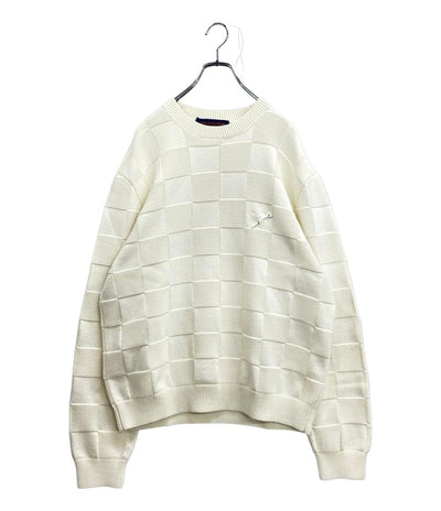LOUIS VUITTON 長袖ニット クルーネック ダミエスティッチ インサイドアウト ダミエ メンズ SIZE L ルイ・ヴィトン