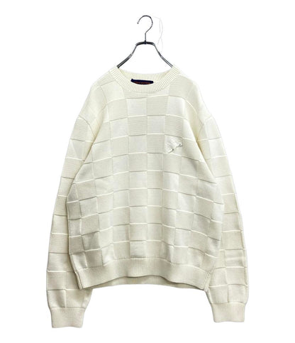 LOUIS VUITTON 長袖ニット クルーネック ダミエスティッチ インサイドアウト ダミエ メンズ SIZE L ルイ・ヴィトン