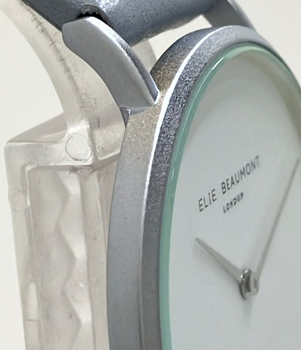 美品 ELIE BEAUMONT 腕時計 クオーツ ホワイト EB815 レディース エリービューモント