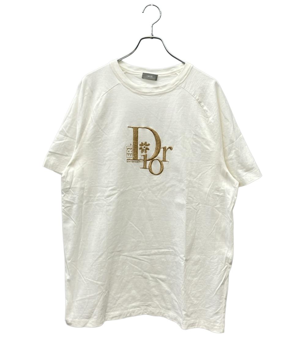Christian Dior ERL 半袖Tシャツ × ERL ロゴ刺繍 ダメージ加工 ERL Relaxed Fit Tee 313J647A0817 メンズ SIZE L クリスチャンディオール