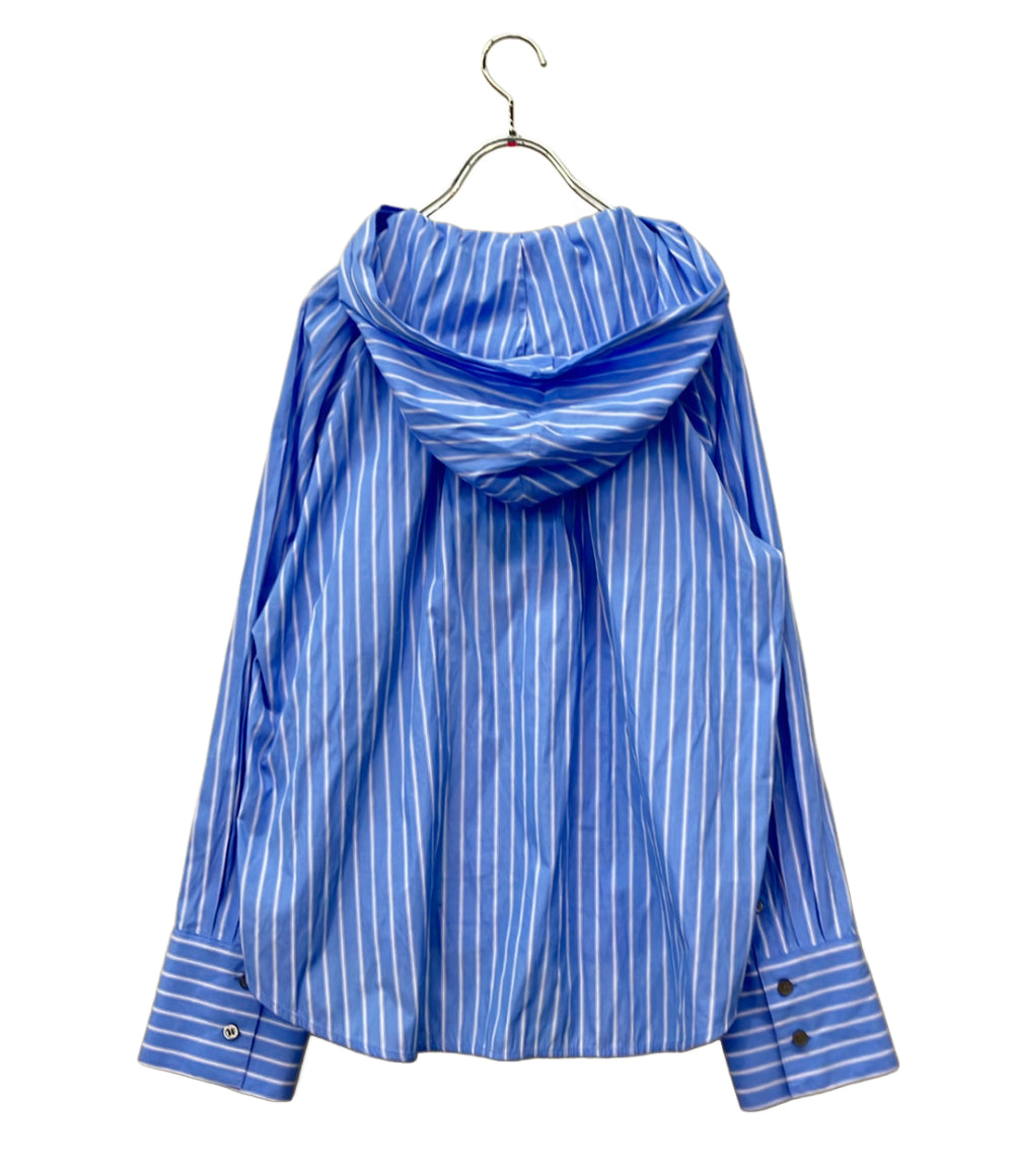 美品 GRACE CONTINENTAL 長袖ブラウス ストライプ フーデット 25SS タグ付き フロントボタン フードカフタンTOP 0325141327-00 レディース SIZE 36