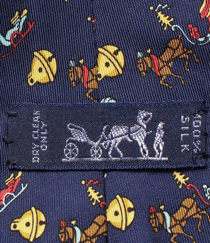 美品 エルメス ネクタイ シルク100％ 馬 鈴柄 メンズ HERMES