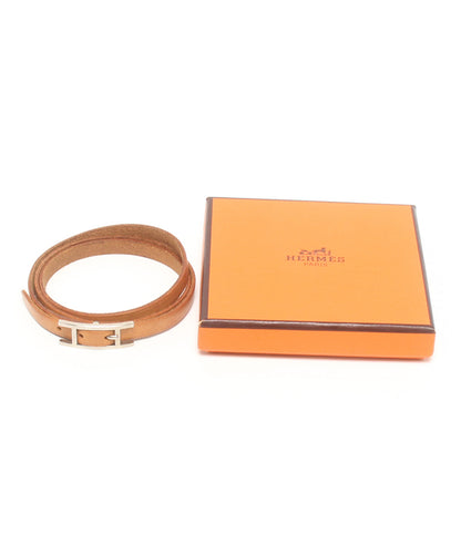 HERMES ブレスレット アピ3  シルバー金具 レザー □G刻印 ユニセックス エルメス