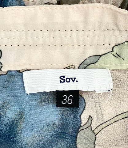 Sov. 長袖ワンピース フラワープリント レディース SIZE 36 (S) ソブ