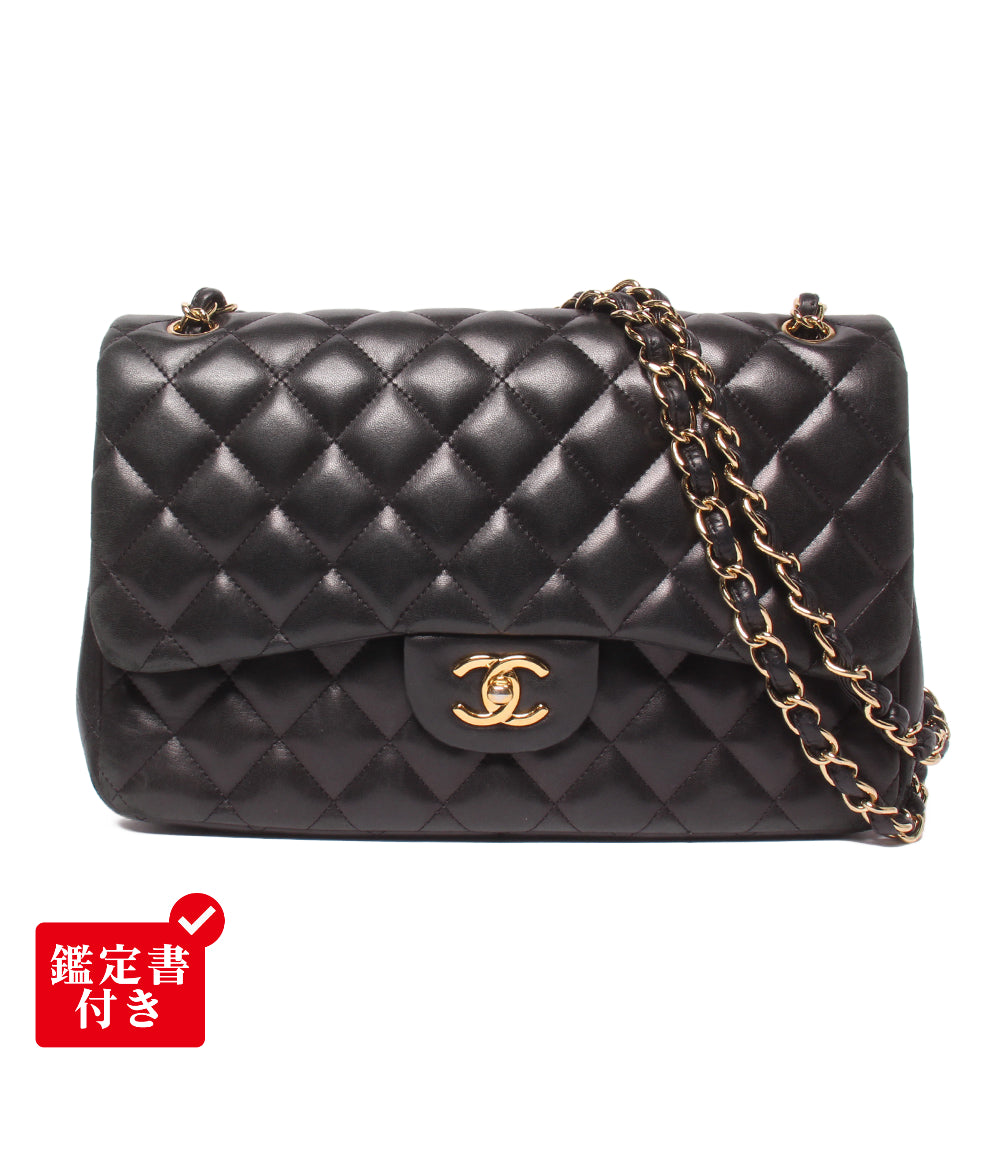 CHANEL チェーンショルダーバッグ 肩掛け ラムスキン ダブルフラップ ダブルチェーン ゴールド金具 マトラッセ レディース シャネル