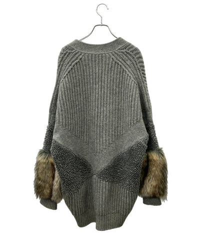 Stella McCartney ニットカーディガン Vネック 長袖 ローゲージ フォックスファー レディース SIZE 38 (M) ステラマッカートニー