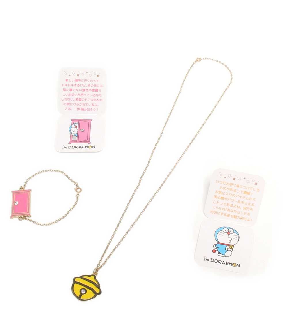美品 ネックレス 鈴モチーフ ブレスレット どこでもドアモチーフ ドラえもん 2点セット ユニセックス