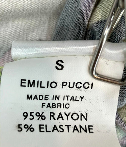 訳あり Emilio Pucci 半袖Tシャツ Vネック 7分袖 プッチ柄 レディース SIZE S エミリオ プッチ
