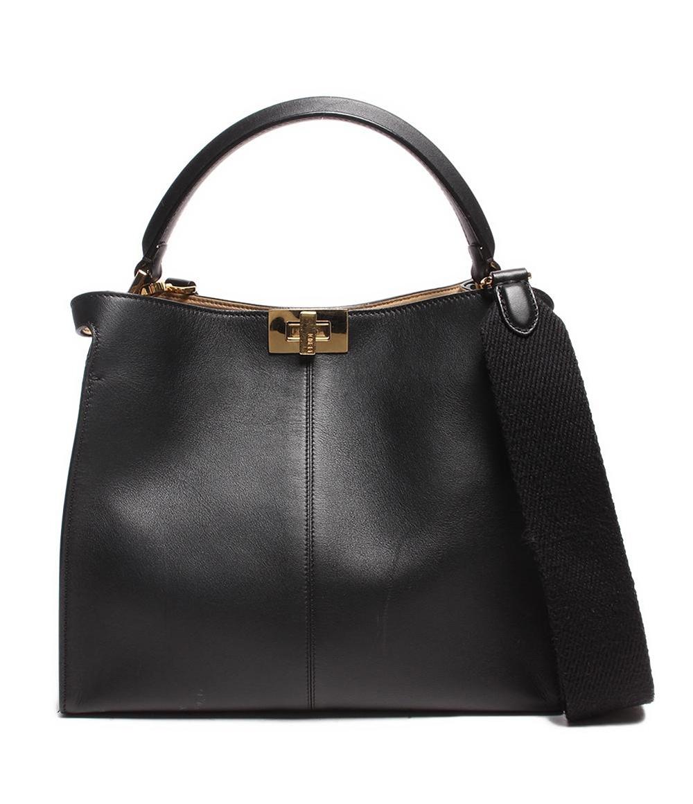 フェンディ レザー ショルダーバッグ ハンドバッグ ゴールド金具 エックスライト ミディアム ピーカブー 8BN310 レディース FENDI