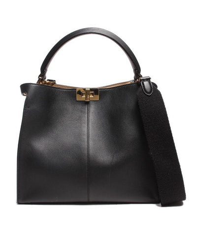 フェンディ レザー ショルダーバッグ ハンドバッグ ゴールド金具 エックスライト ミディアム ピーカブー 8BN310 レディース FENDI