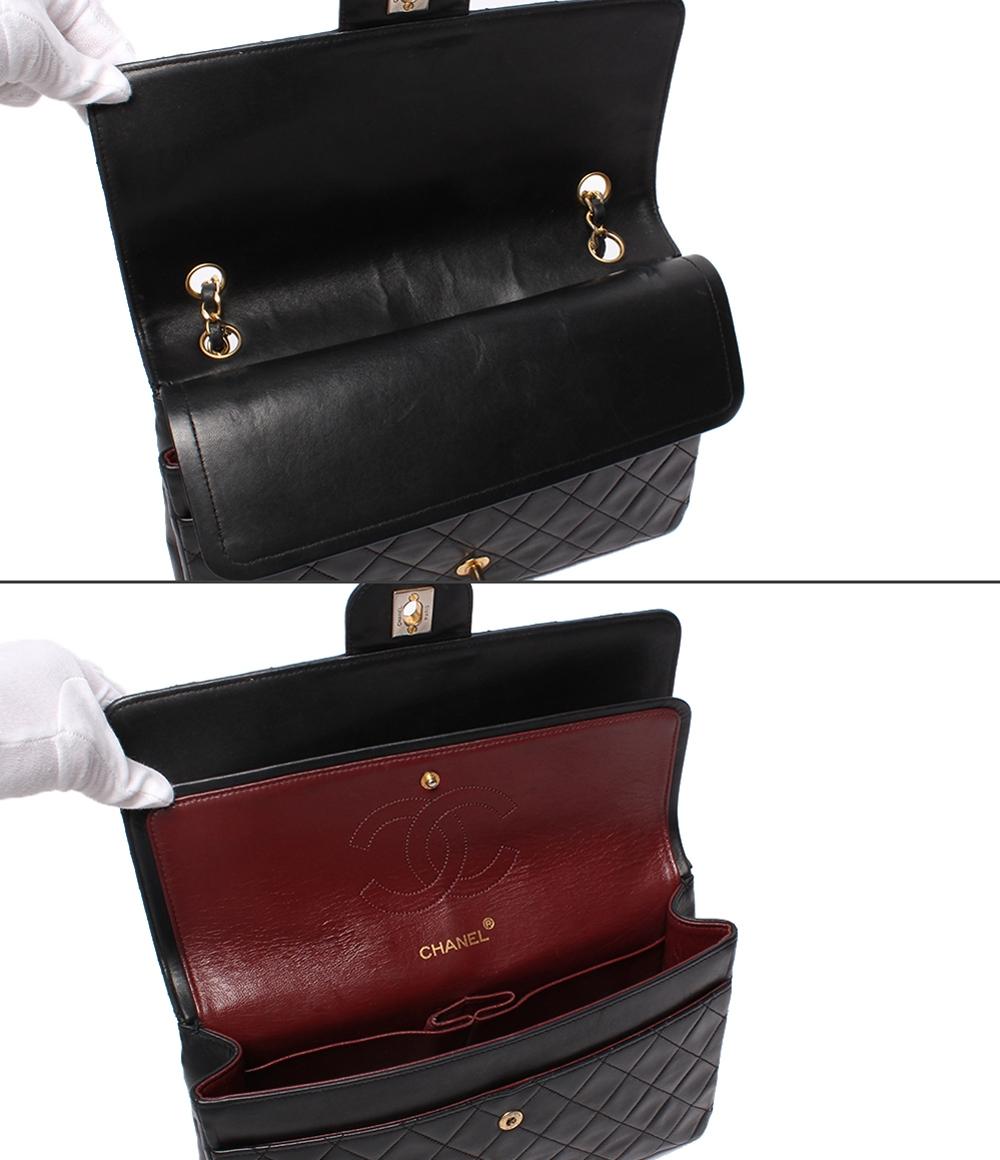 シャネル チェーンショルダーバッグ Ｗチェーン ダブルフラップ ゴールド金具 ラムスキン 0番台 マトラッセ27 レディース CHANEL