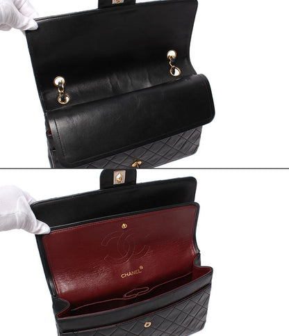 シャネル チェーンショルダーバッグ Ｗチェーン ダブルフラップ ゴールド金具 ラムスキン 0番台 マトラッセ27 レディース CHANEL