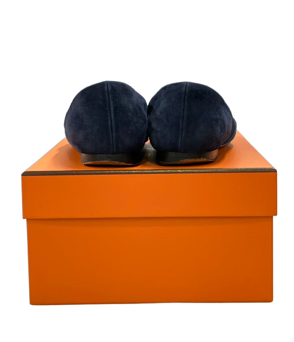 訳あり HERMES フラットシューズ スエード レディース SIZE 36 1/2 エルメス