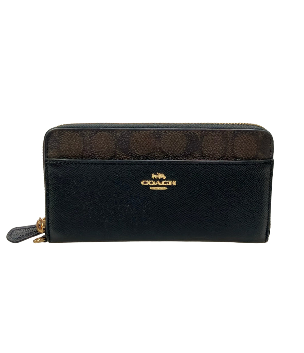 COACH ラウンドファスナー長財布 PVC キャンバス レザー シグネチャー F76971 レディース コーチ