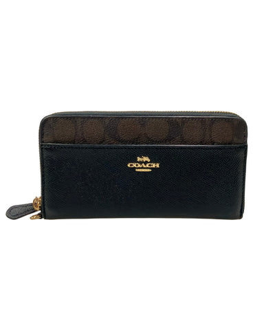COACH ラウンドファスナー長財布 PVC キャンバス レザー シグネチャー F76971 レディース コーチ