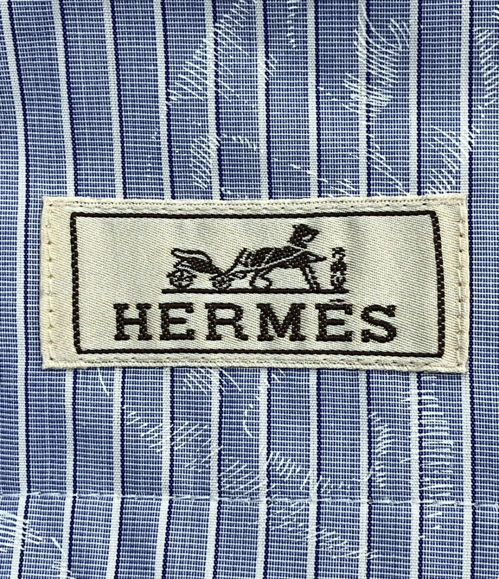美品 エルメス 長袖シャツ ストライプ ジップアップ シェーヌダンクル メンズ SIZE 50 (L) HERMES