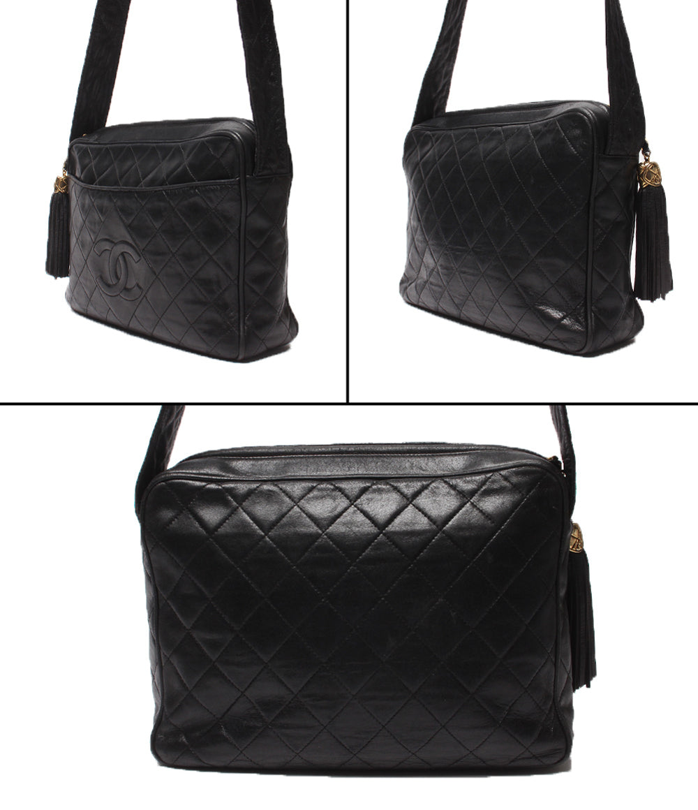 CHANEL ショルダーバッグ ラムスキン ゴールド金具 1番台 斜め掛け マトラッセ レディース シャネル