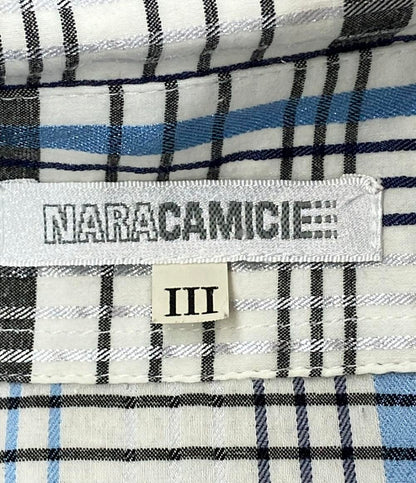 美品 ナラカミーチェ 長袖シャツ フリル チェック柄 レディース SIZE 3 (L) NARACAMICIE