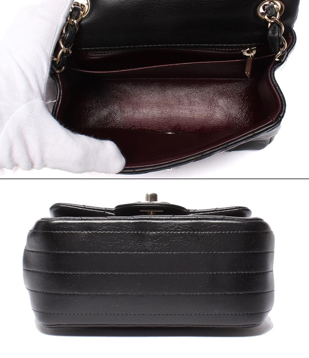 CHANEL チェーンショルダーバッグ ミニマトラッセ Vステッチ シングルフラップ シングルチェーン ゴールド金具 シェブロン レディース シャネル