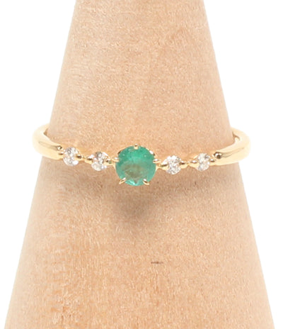 美品 STAR JEWELRY リング 指輪 K18 エメラルド ダイヤ 0.04ct レディース SIZE 7号 スタージュエリー