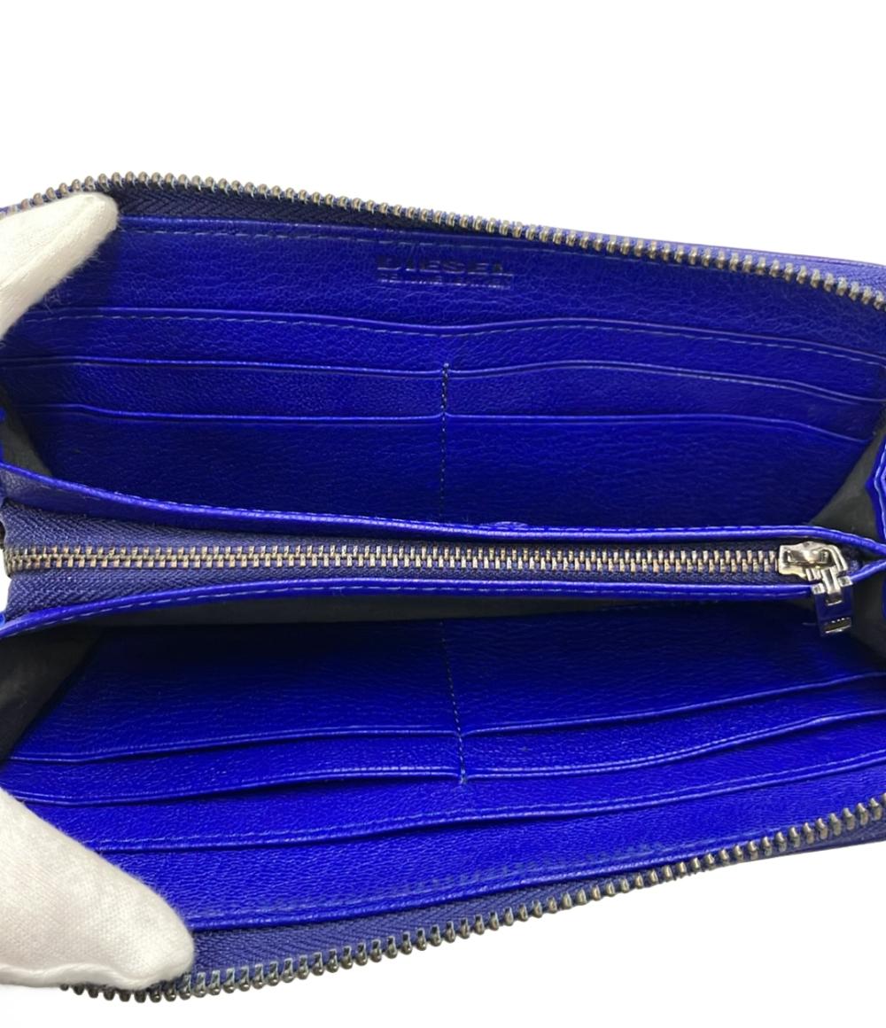 ディーゼル ラウンドファスナー 財布 青 新品未使用 長財布 ラウンドファスナー ロゴ エンボス 多収納 レザー 青 ブルー