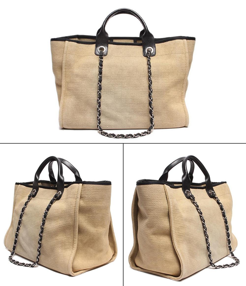 シャネル トートバッグ ショルダーバッグ シルバー金具 ドーヴィルトート キャンバス   レザー レディース CHANEL