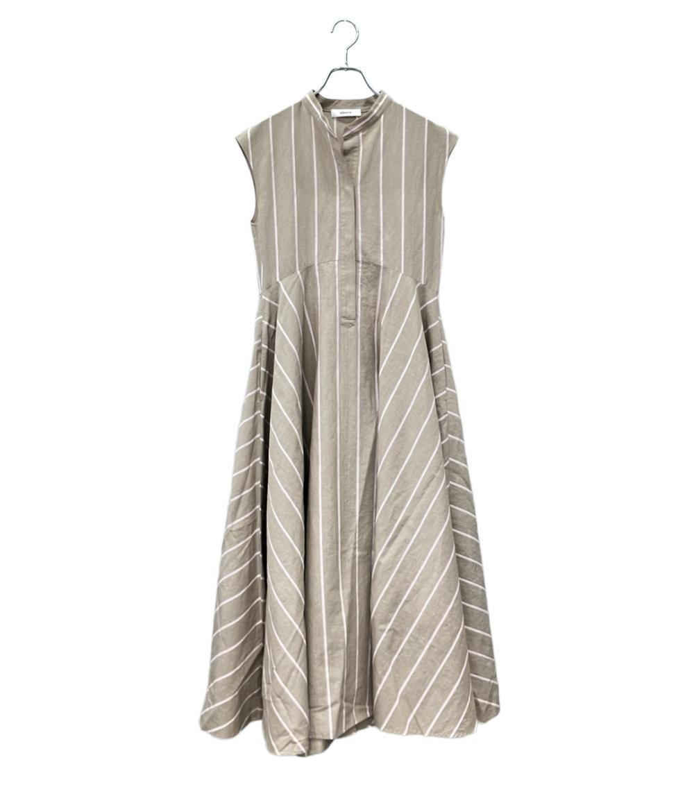 ebure ノースリーブワンピース インナー付き コットンリネンストライプノースリーブオーバーシャツワンピース 3310300377 レディース SIZE 36 (S)