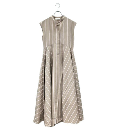 ebure ノースリーブワンピース インナー付き コットンリネンストライプノースリーブオーバーシャツワンピース 3310300377 レディース SIZE 36 (S)