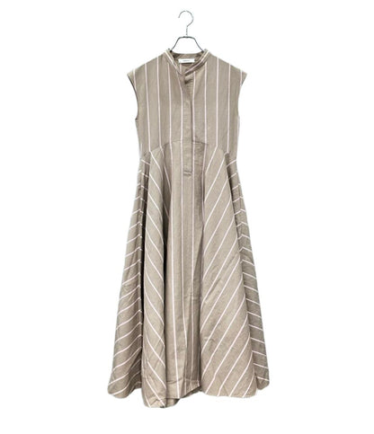 ebure ノースリーブワンピース インナー付き コットンリネンストライプノースリーブオーバーシャツワンピース 3310300377 レディース SIZE 36 (S)
