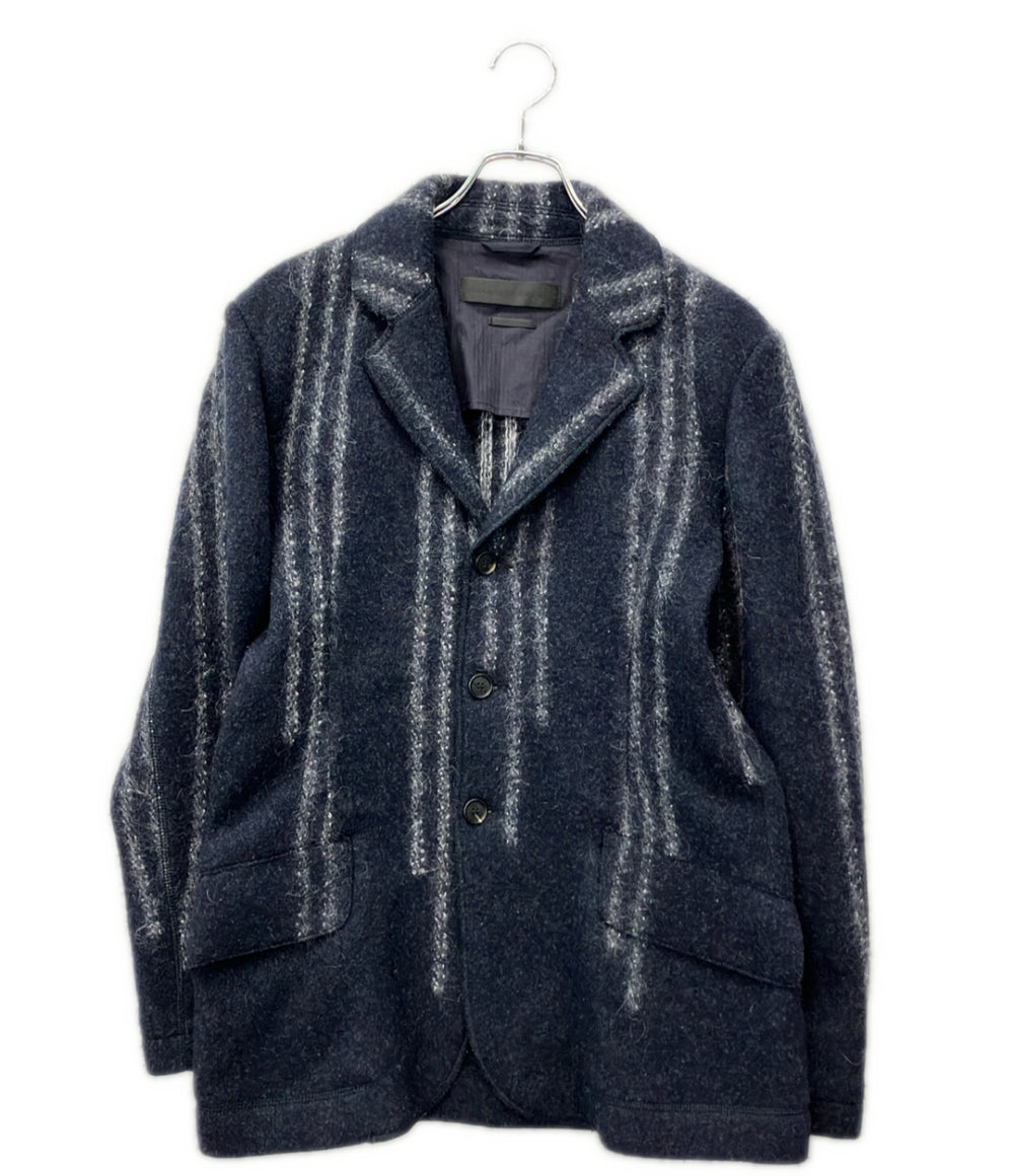 Alexander McQueen ウールモヘヤ混 シャギー ストライプ テーラードジャケット メンズ SIZE S アレキサンダーマックイーン