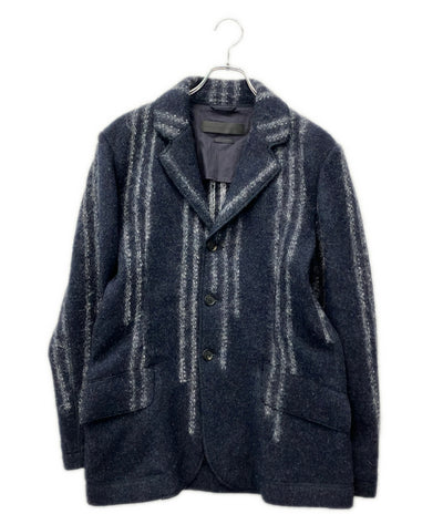 Alexander McQueen ウールモヘヤ混 シャギー ストライプ テーラードジャケット メンズ SIZE S アレキサンダーマックイーン