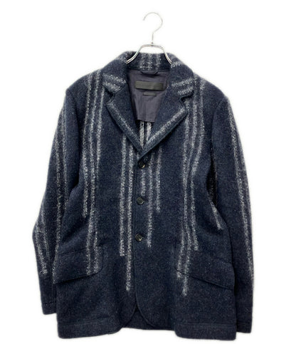 Alexander McQueen ウールモヘヤ混 シャギー ストライプ テーラードジャケット メンズ SIZE S アレキサンダーマックイーン