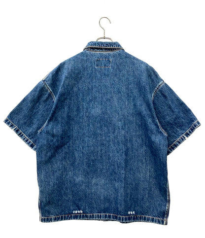 美品 PRADA 半袖デニムシャツ トライアングルプレート GEC067 メンズ SIZE L プラダ