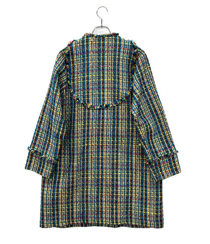 美品 MUVEIL フラワーモチーフ・ビジュー ツイードコート MA82FC001 レディース SIZE 38 (M) ミュベール