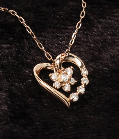 美品 ヨンドシー ネックレス K10 ダイヤ ハートモチーフ 2013 レディース 4℃