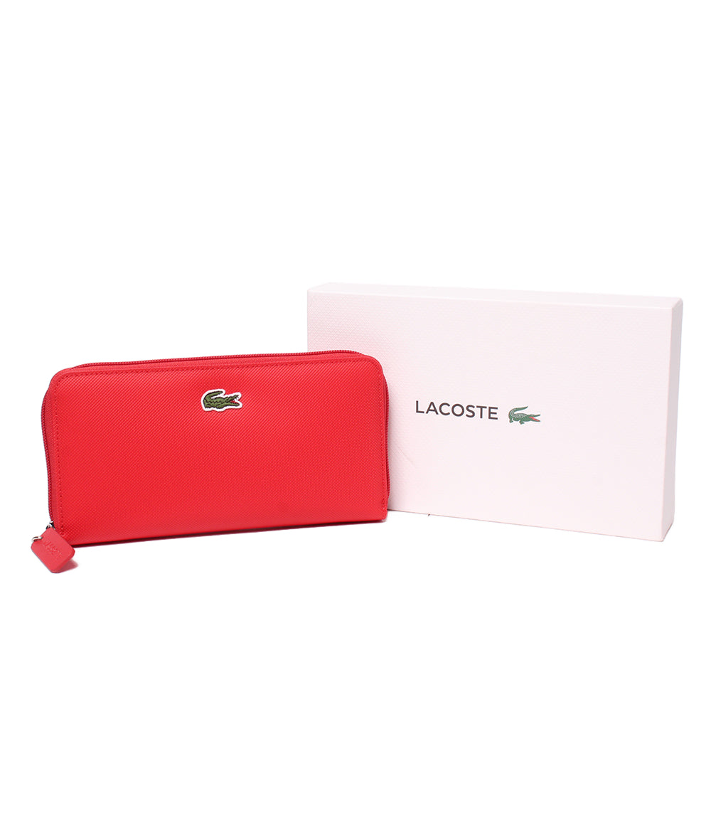 美品 LACOSTE ラウンドファスナー長財布 レディース ラコステ
